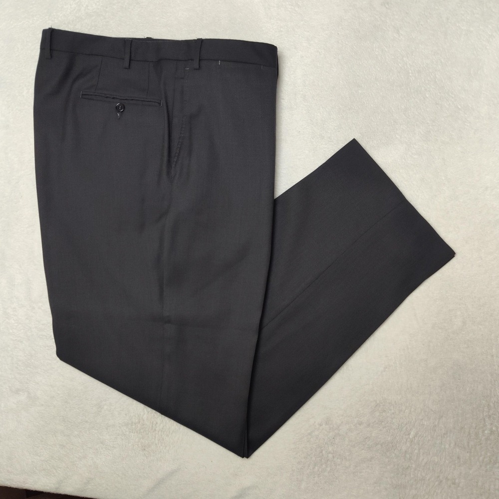 Canali Pants Mens 40x32 Gray Flat Front Wool Tweed Dress Slacks Suit Trouser
